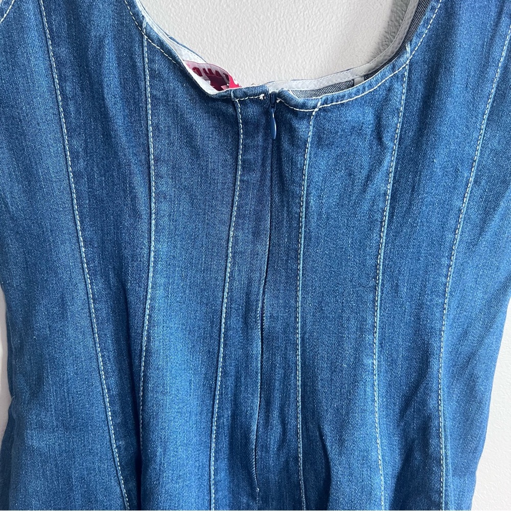 STAUD Wells Mini Dress Denim Fit And Flare 12 - Picture 12 of 13